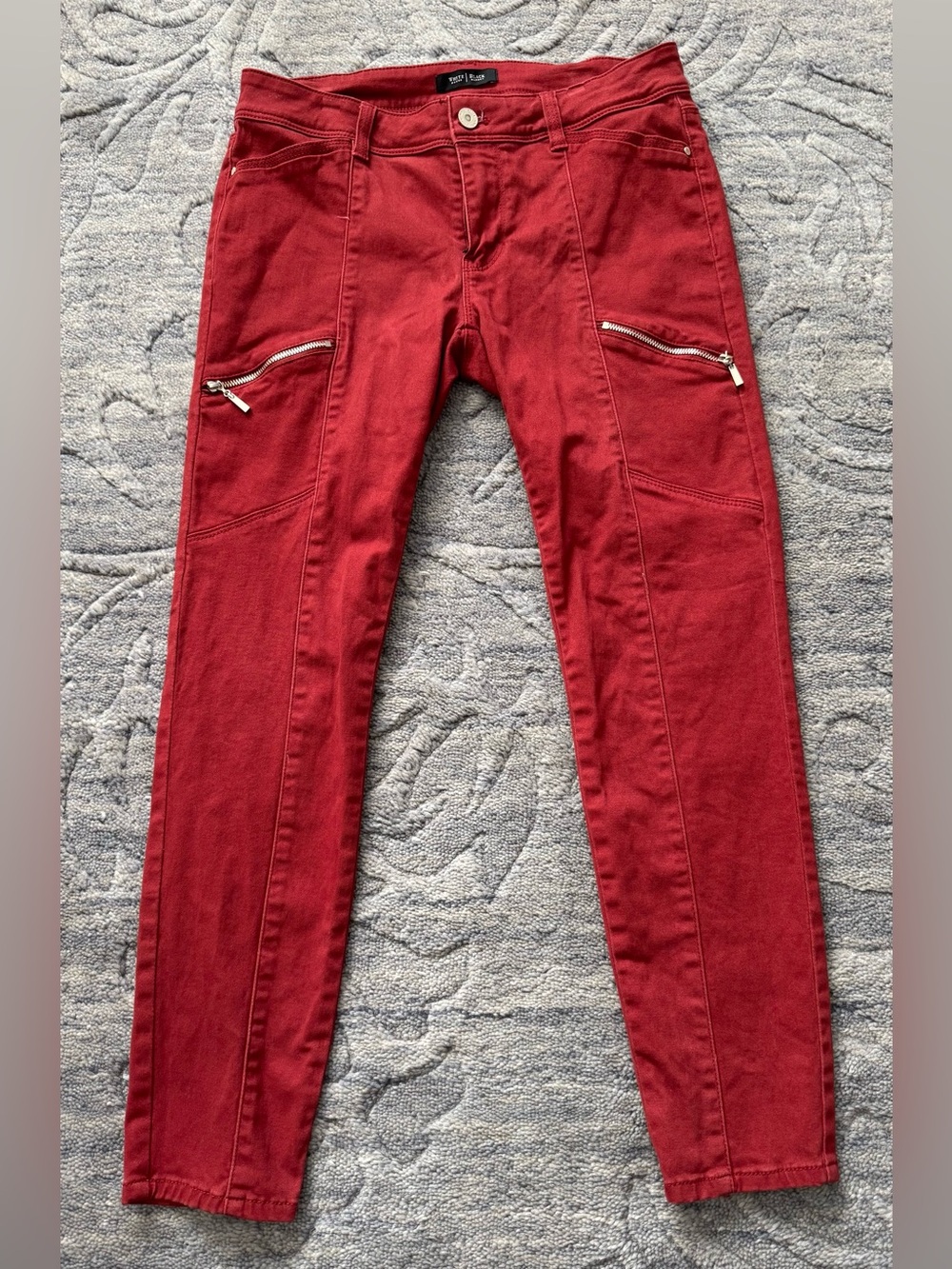 White House Black Market Women's Crimson Skinny Jeans with Zip Pockets